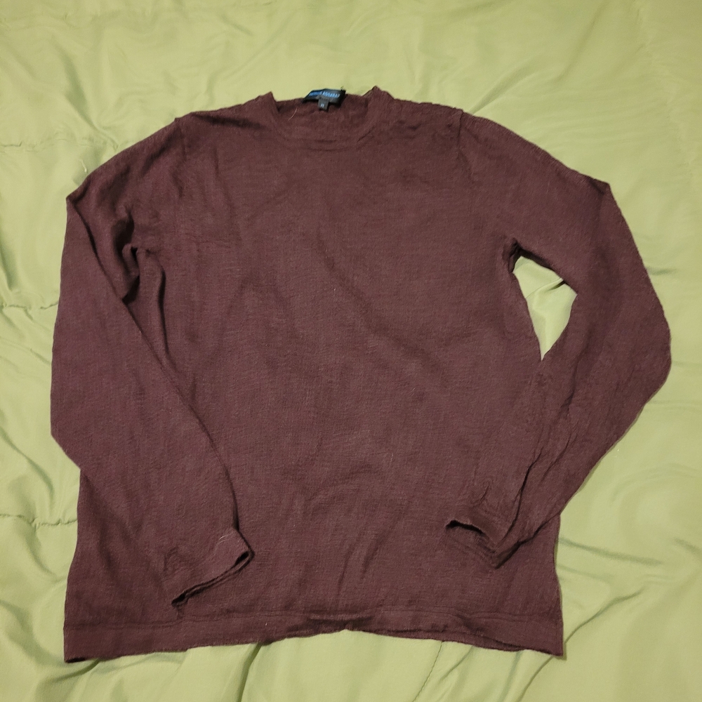 Patrick Assaraf Women's Burgundy Crewneck Sweater Fine Merino Wool